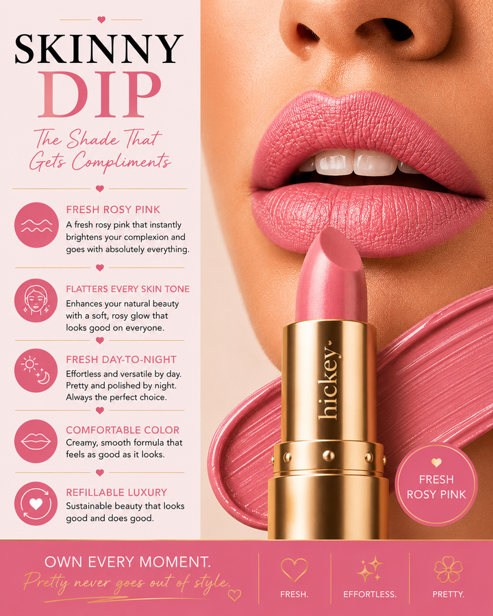 Skinny Dip Refill | Soft Pink Lipstick Refill for Hickey Wearable Lipstick Pendant