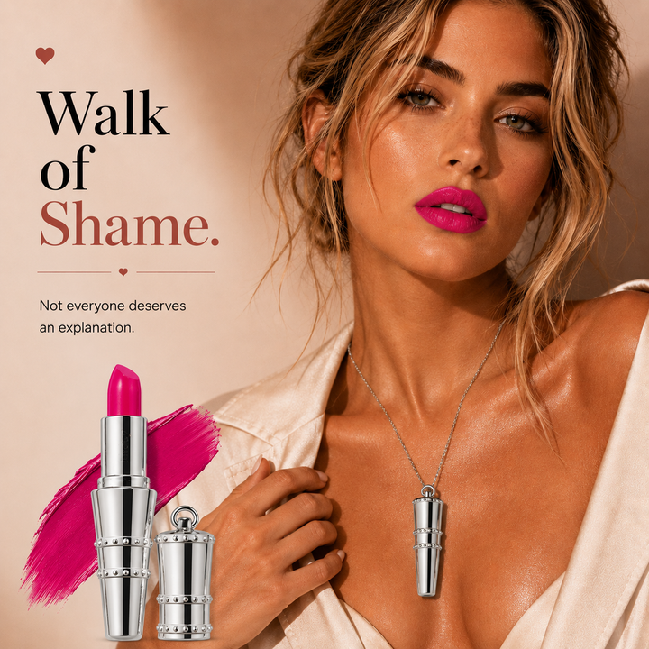 Walk of Shame Hot Hot Pink Lipstick Necklace | Clean, Bold Pink Pendant Case | Hickey Lipstick